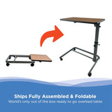 Adjustable Foldable Overbed Table with Tilting Tray