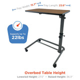 Adjustable Foldable Overbed Table with Tilting Tray