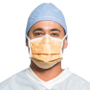 Procedure Mask FluidShield Anti-fog Foam- Pleated Earloops One Size Fits Most Orange NonSterile